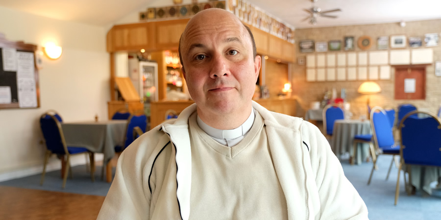 This Country. Reverend Francis Seaton (Paul Chahidi). Copyright: BBC This Country. Reverend Francis Seaton (Paul Chahidi). Copyright: BBC